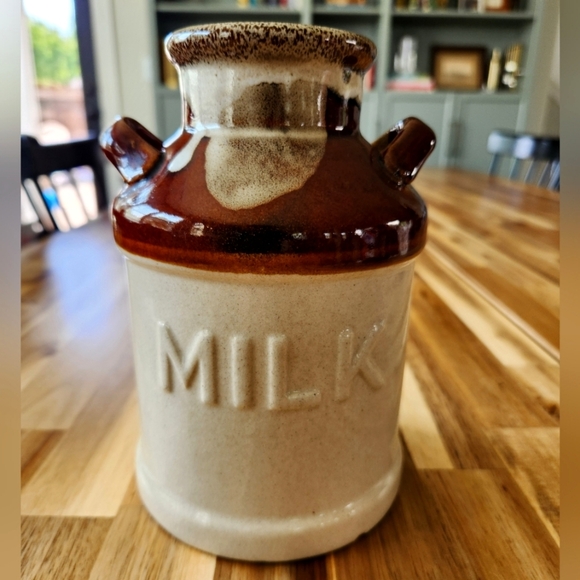 Vintage Stoneware Milk Crock - Utensil Holder, Decorative Jar, Kitchen Decor - Picture 2 of 8